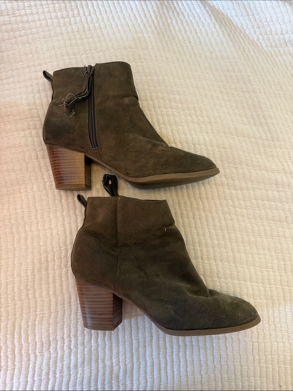 Women’s Suede Ankle Bootie - Olive Green